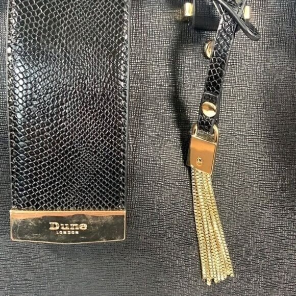 Dune London Black Faux Leather Large Satchel Bag, Gold Hardware, 14”x10” - Picture 6 of 8